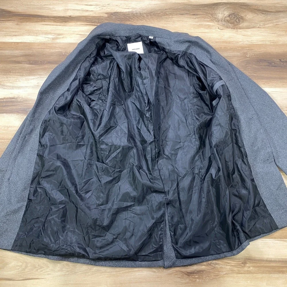 Jack & Jones Overcoat Mens Medium Minimalist Heritage Gray Long Topcoat